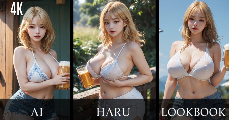 [4K AI art] Blonde Glamour Beer Bar Staff Tiktoker Ai Lookbook | 해외에서 난리난 금발의 알바생 틱톡커 AI 룩북 [ai 실사]