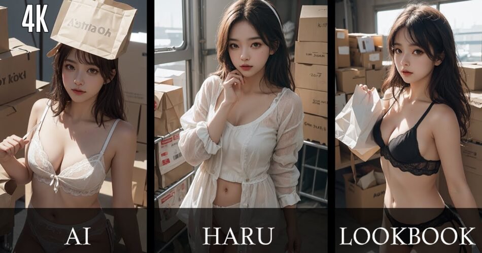 [4K AI art] Covered in PaperBag Ai Lookbook | 종이봉투를 뒤집어 쓴 소녀 AI 룩북 [ai 실사]